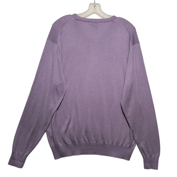 Peter Millar Crown Soft Sweater Men's Size L Purple Cotton Silk V-Neck Golf - Picture 4 of 12